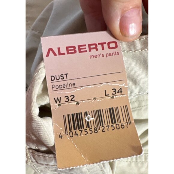 Mens Alberto Popeline Casual Cotton Pants W32 L34 Beige Dust Slim Fit Lightweigh - Picture 11 of 12